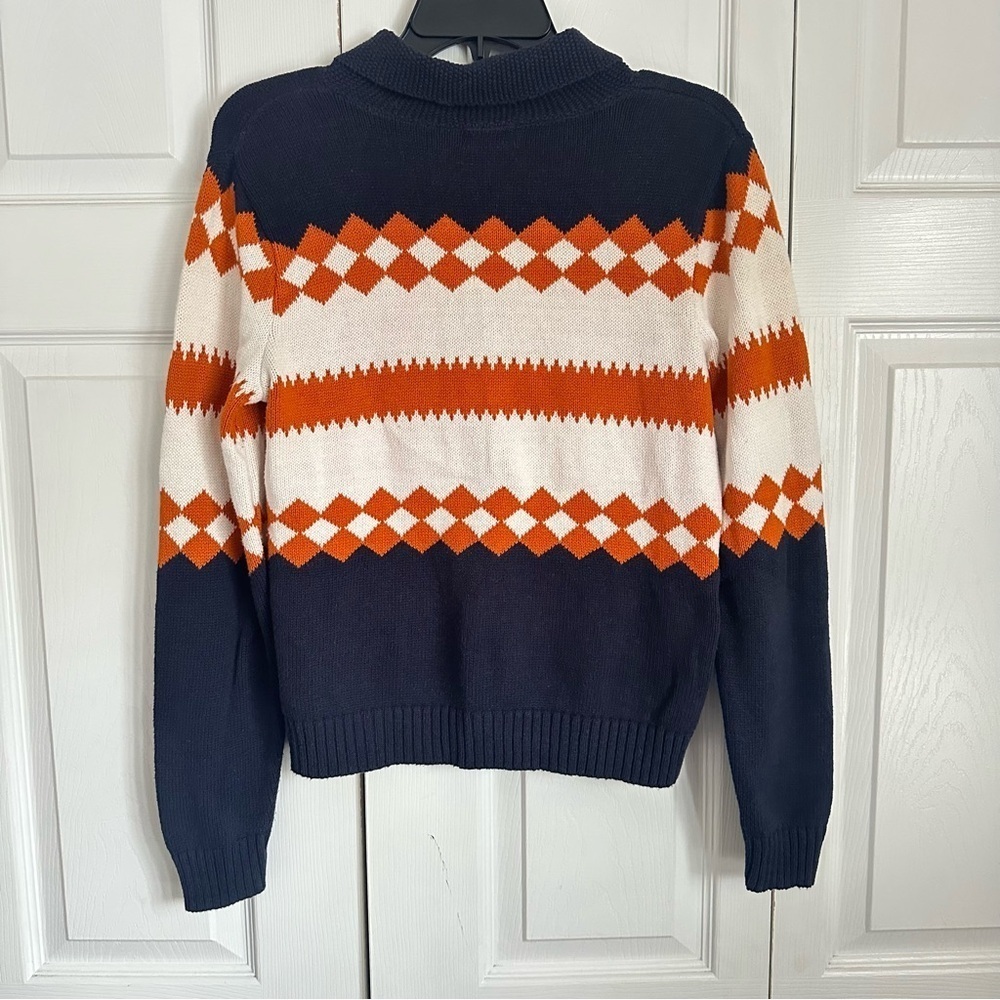 Vintage Eagles Eye Sweater Womens M Chevron Argyle Full Zip Pullover Knit Retro - Picture 2 of 7